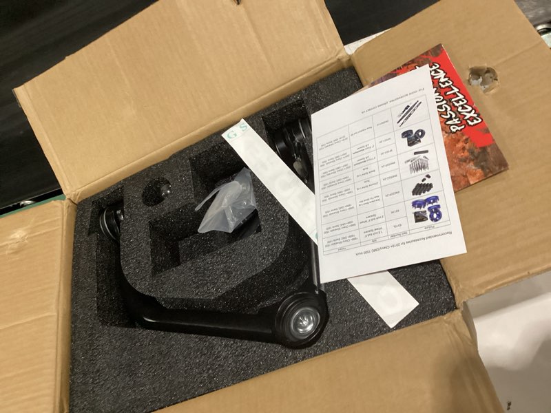 Condition photo showing Good Condition for ksp front upper control arms for chevy silverado 1500 2019-2026, 2-4" adjustable front uca in 3pcs ball joints for 2019+ gmc sierra 1500 truck, aftermarket lift suspension arms with rubber bushing black-aftermarket 2019-2026 silverado sierra 1500