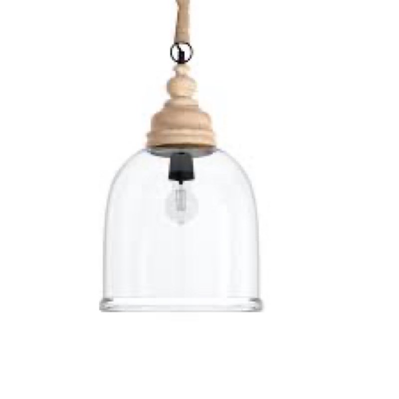 Bridgit 1 - Light Single Bell Pendant with Rope Accents Finish: White Wash, Size: 85" H x 11.25" W x 11.25" D