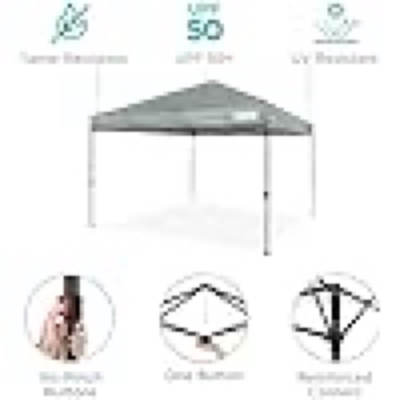pop up canopy tent, outdoor shade, 1 person 1 minute set up, carry case, 4 weight bags - silver