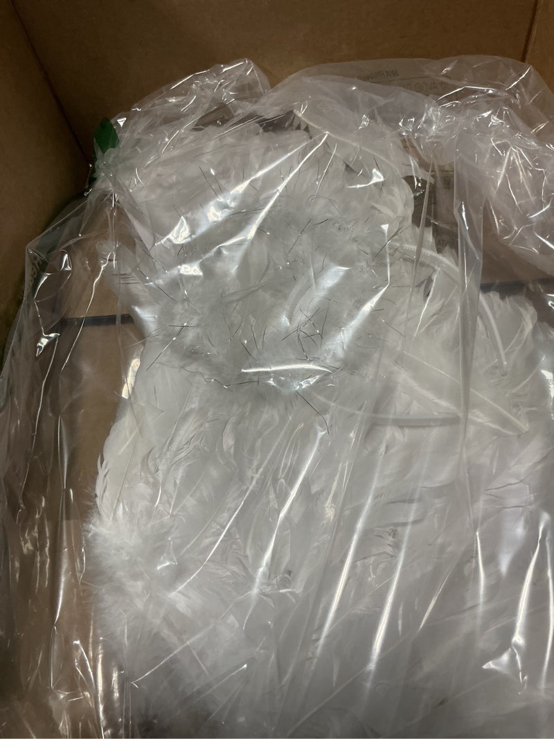Condition photo showing Good Condition for angel wings and halo adult feather angel wings costume for women halloween cosplay costumes large white