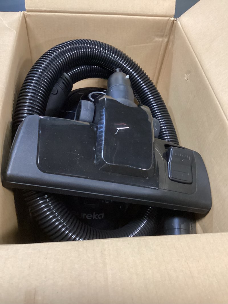 Condition photo showing As Is for Eureka Bagless Canister Vacuum Cleaner, 1100W High Power Vacuum Cleaner for Carpets and Hard Floors HEPA Filter Extension Tube 2-in-1 Crevice Tool Floor Nozzle, NEN121WH White