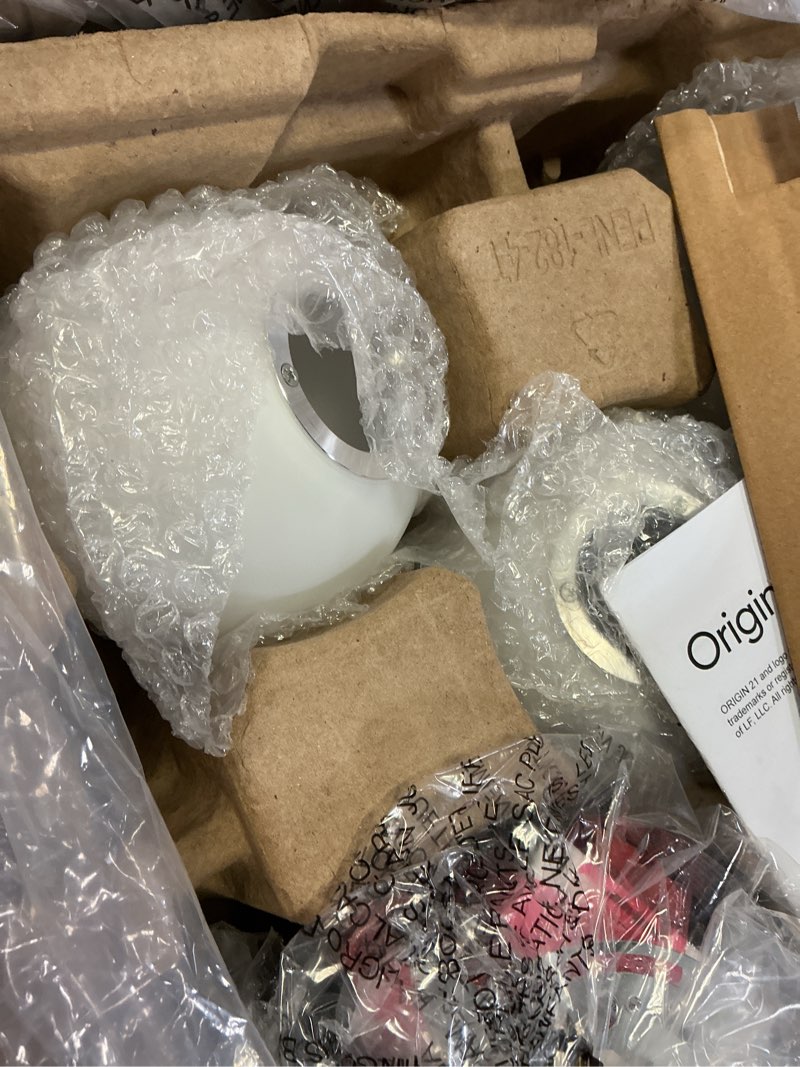 Condition photo showing As Is for origin 21 maren 4-light matte black modern/contemporary led chandelier