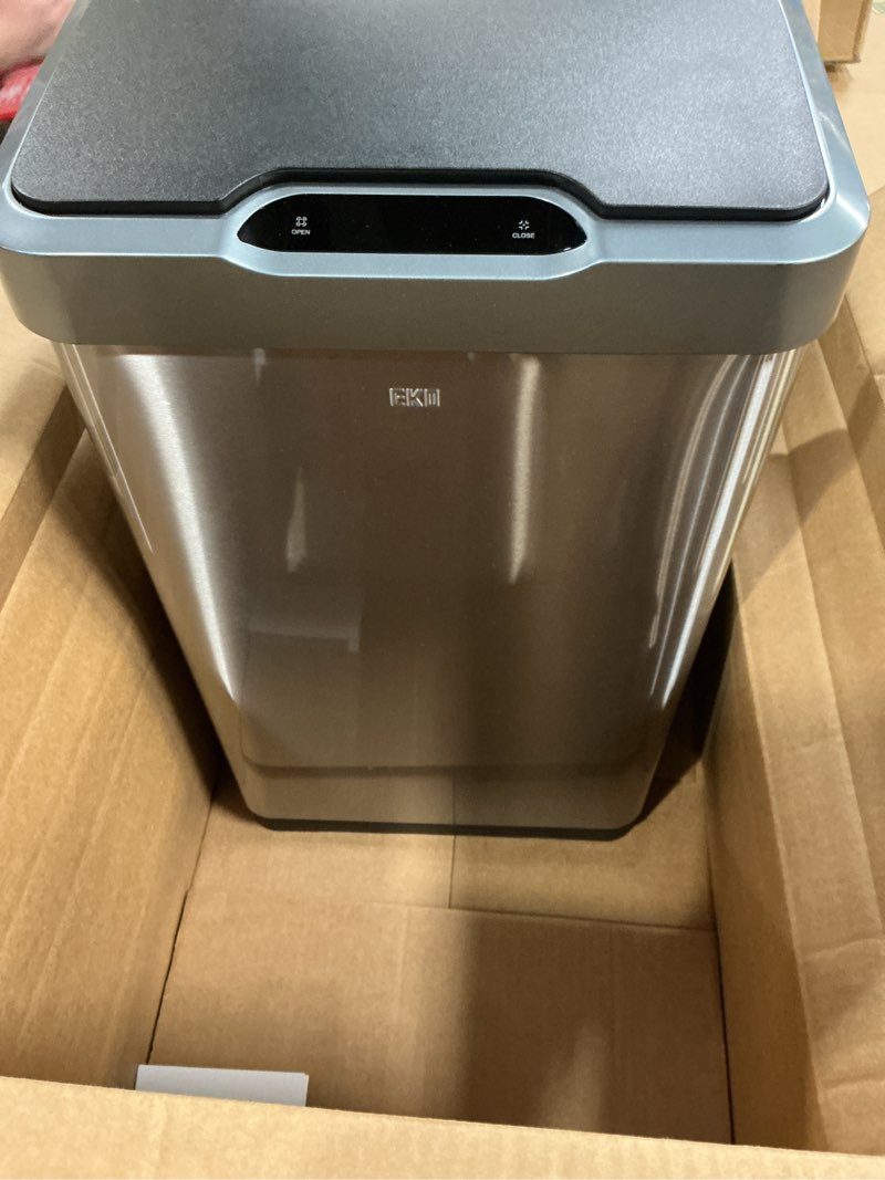Condition photo showing Good Condition for eko mirage-t 50 liter / 13.2 gallon touchless rectangular motion sensor trash can, brushed stainless steel finish