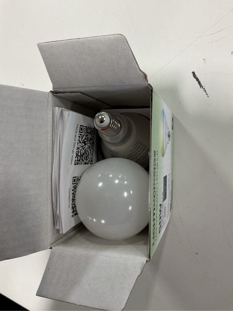 Condition photo showing New/Like New for Matter Candelabra Smart Light Bulbs 60W Equivalent, 500LM 6W E12 LED Bulb Compatible with Alexa/Siri/Apple Home/Google Home/SmartThings, RGBCW Candle Bulb, 2.4G WiFi, ETL Listed, 2PCS 2 PACK-Candle