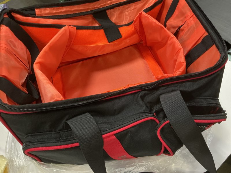 Condition photo showing Good Condition for bosstin rolling dj cable bag with wheels, dj gig bag case for equipment with 15.6" laptop compartment, padded detachable dividers, multi-pocket travel storage for music gear & accessories