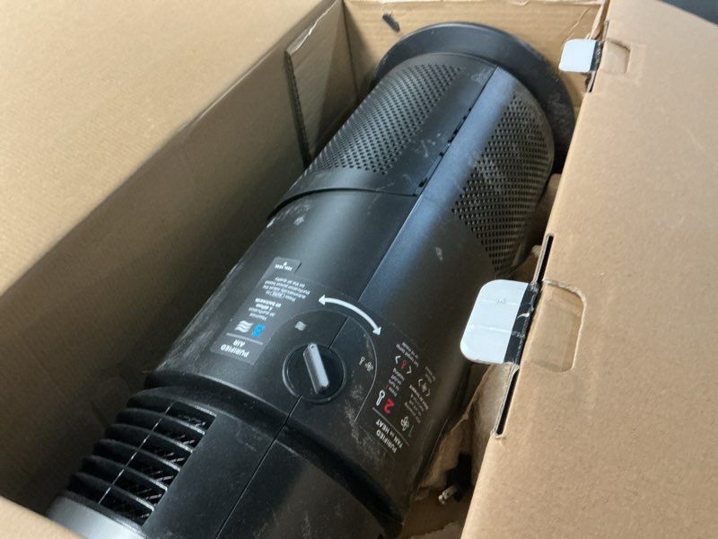 Condition photo showing As Is for shark hc451 3-in-1 clean sense air purifier, heater & fan, hepa filter, 500 sq ft, oscillating, small room, bedroom, office, captures 99.98% of particles for clean air, dust, smoke & allergens, black