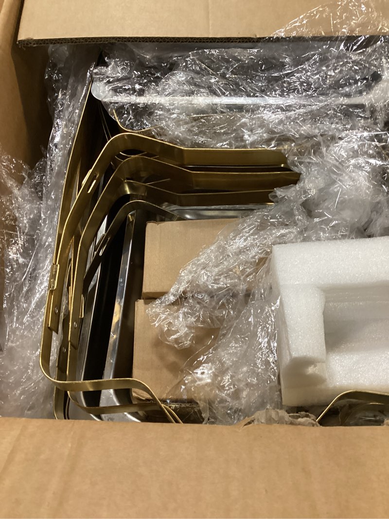 Condition photo showing As Is for chafing dishes for buffet 4 pack 7pan, 9qt [elegant gold and silver colors] stainless steel chafing dish buffet set [sturdy and high grade] chafers and buffet warmers sets 4 pack-7pan gold