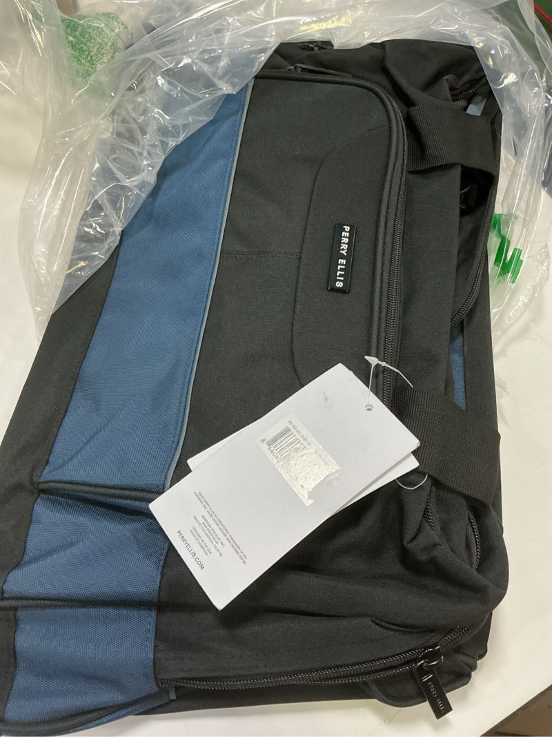 Condition photo showing New/Like New for Perry Ellis 22" Business Duffel Bag, Black/Navy, One Size