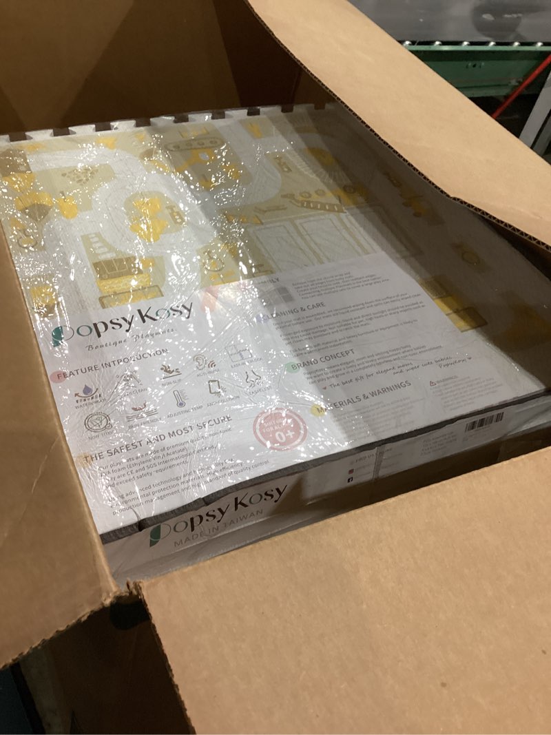 Condition photo showing Good Condition for popsykosy premium baby floor play mat - thick & cushioned 0.5 inch playroom foam mat, non-toxic odorless - 6 tiles - spacious 6x4 ft. - stylish & large, waterproof for kids & toddlers - warm beige