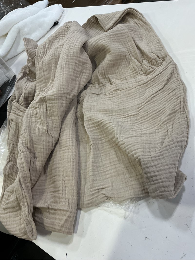Condition photo showing As Is for organic airy gauze dream quilt set, full/queen, dune