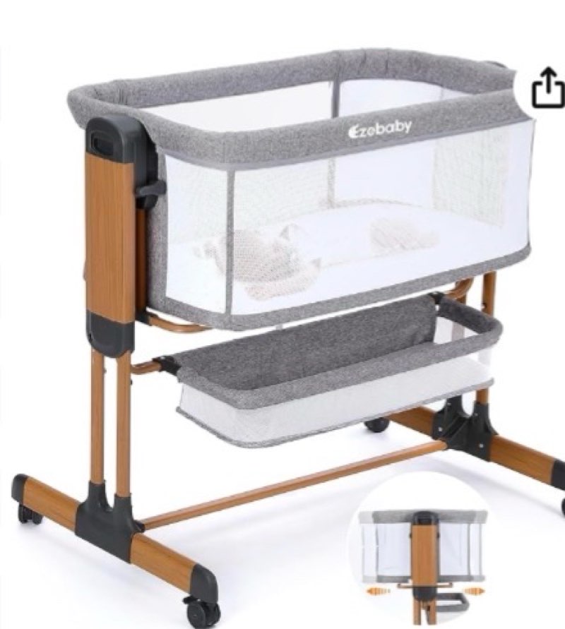 Ezebaby 3-in-1 Rocking Bassinet for Baby Adjustable Baby Bassinets Bedside Sleeper with Wheels Storage Basket and Mesh Sides for Newborn Infant