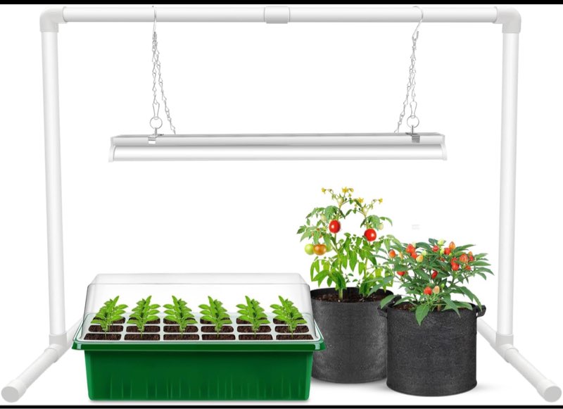 Wolezek Grow Lights for Seed Starting with Stand, 2ft T5 144 LEDs Full Spectrum Seedling Grow Light for Indoor Plants, 32W High Output Seed Starter Light Kit, Height Adjustable, ON-Off Switch