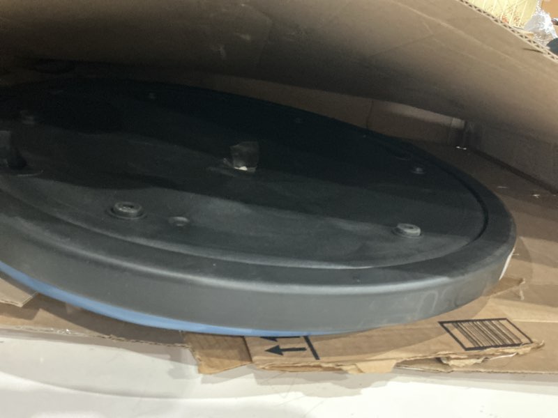 Condition photo showing As Is for bosu balance ball exercise trainer, home gym equipment w/guided workouts & pump, 26" inflatable fitness platform for strength training, standing, balancing, and core workout light blue/black