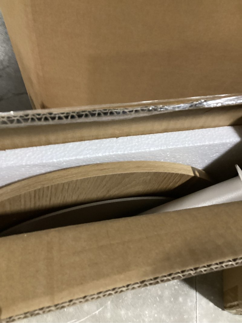 Condition photo showing Good Condition for C Shaped Round End Table, Small Side Table for Couch,Tv Trays for Eating,Snack Sofa Tray Table with Metal Leg for Living Room, Bedroom, Bedside,and Office (Rustic Oak) Rustic Oak C shaped