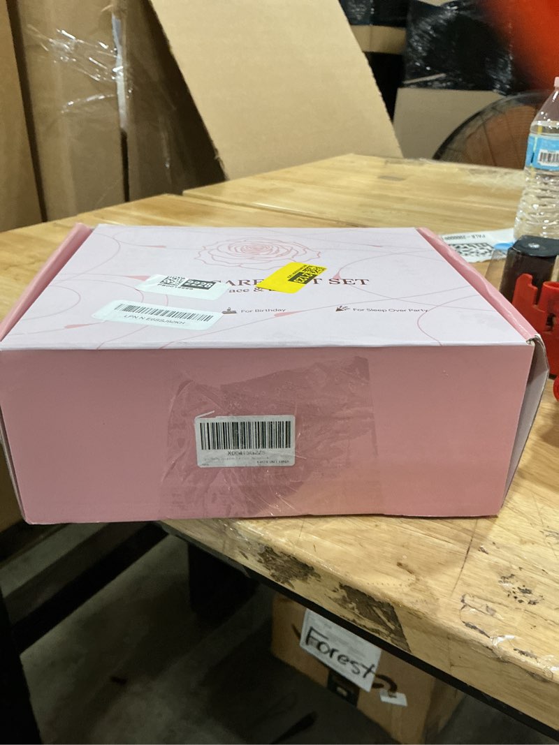 Condition photo showing As Is for 108 pcs spa party supplies for girls, include facial masks, lip balms, eye patches, hand creams...sp