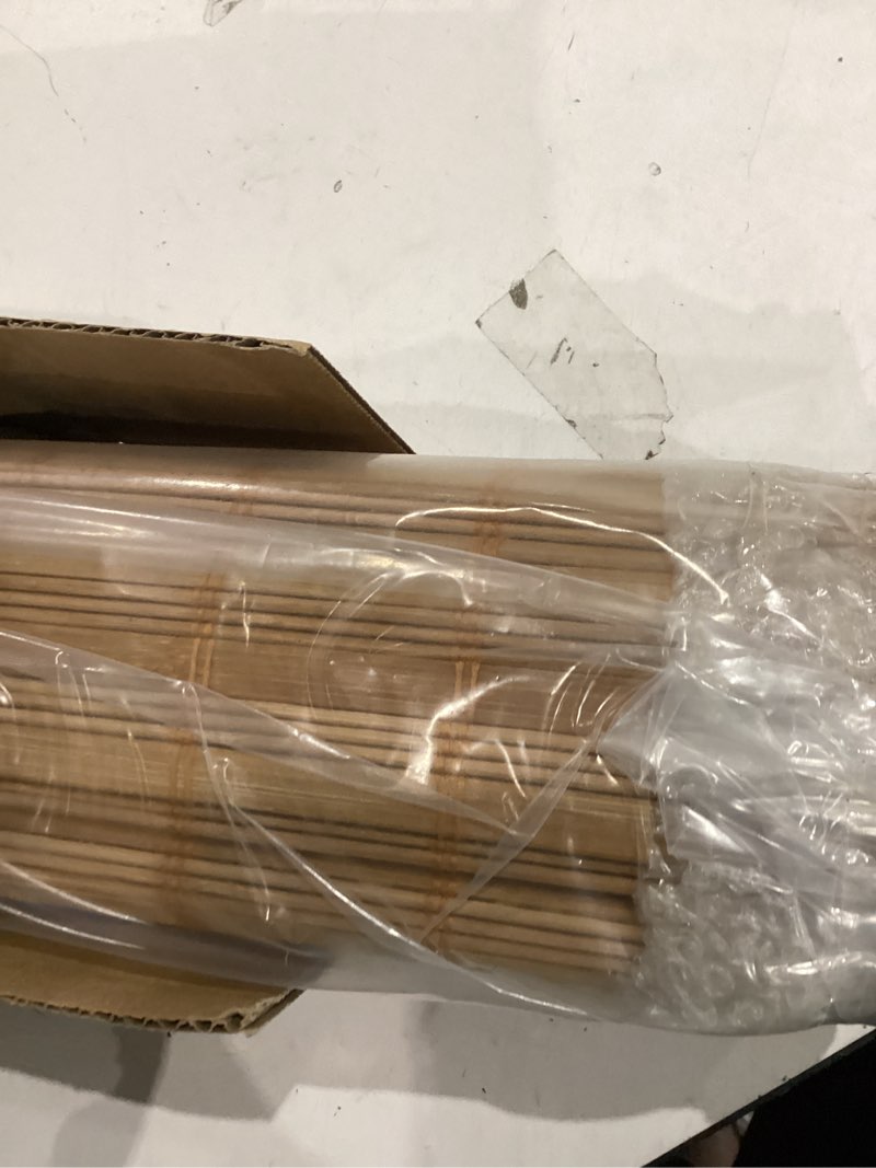Condition photo showing Good Condition for lazblinds no tools no drill cordless bamboo roman shades, light filtering window treatment, roll up bamboo blinds for window 30'' w x 64'' h, squirrel squirrel 30'' w x 64'' h
