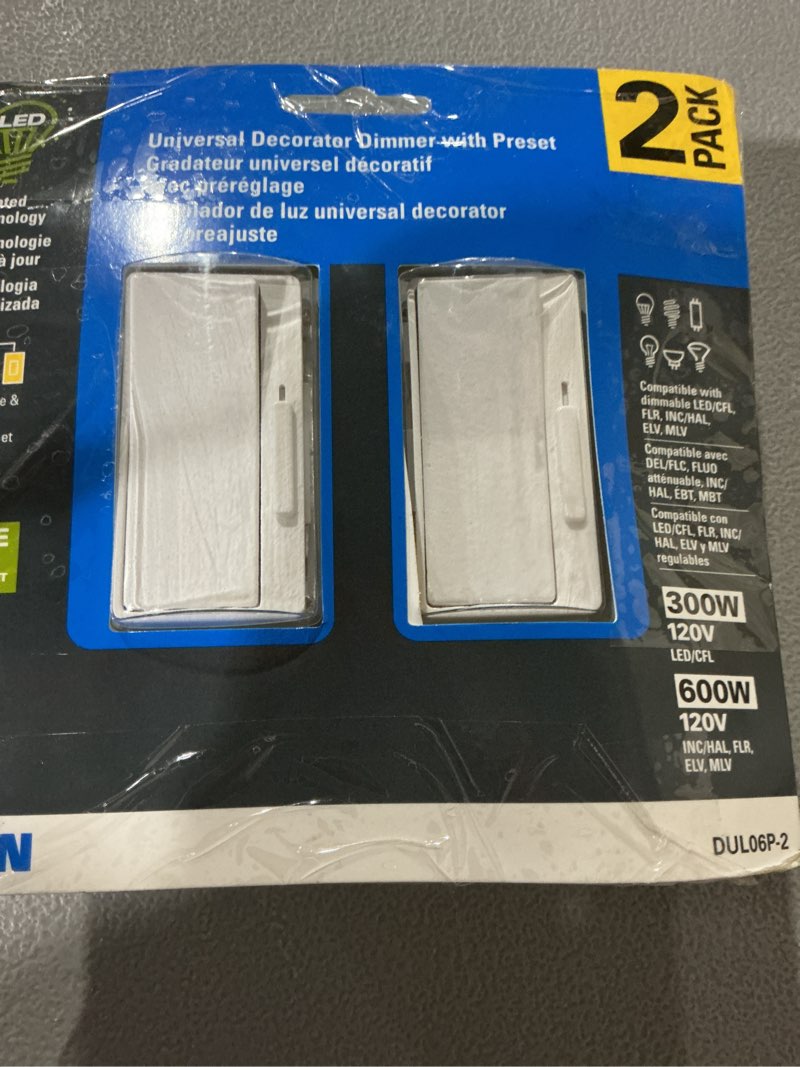 Condition photo showing Good Condition for eaton universal dimmers single-pole/3-way led decorator light dimmer, white (2-pack) possibly incomplete