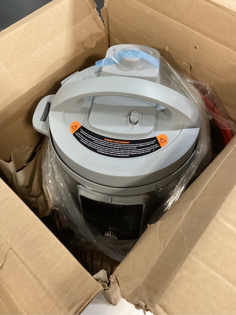 Condition photo showing As Is for Instant Pot, 6-Quart Whisper Quiet 9-in-1 Electric Pressure Cooker, Slow Rice Steamer, Sauté, Yogurt Maker, Warmer & Sterilizer, Free App with 800+ Recipes, Stainless Steel 6 Quarts