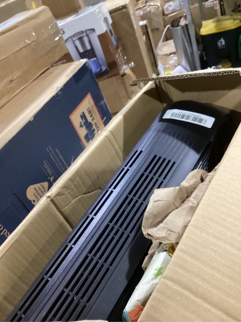 Condition photo showing As Is for dreo tower fan for bedroom, 2026 upgraded dc motor, 28ft/s high velocity, 20db ultra quiet standing fan, 8 speeds 4 modes, 90° oscillating bladeless fan for indoors, floor fans with remote, black