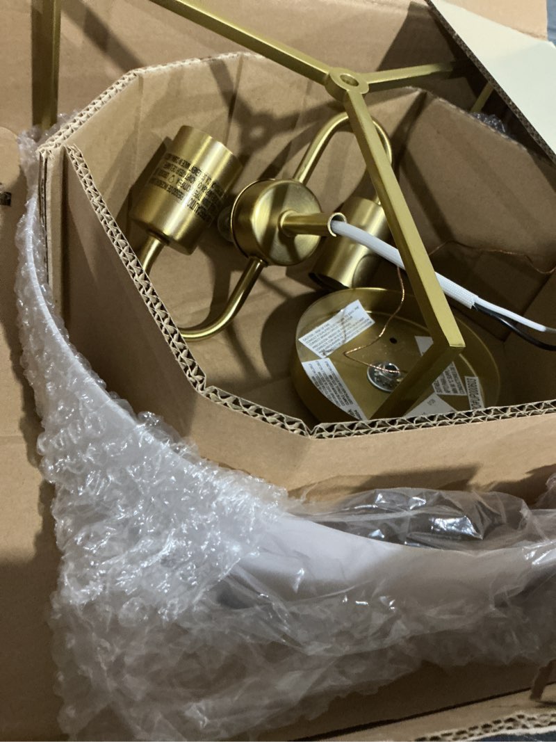 Condition photo showing As Is for allen + roth fowler 2 -light 13.25-in brushed gold semi flush mount light