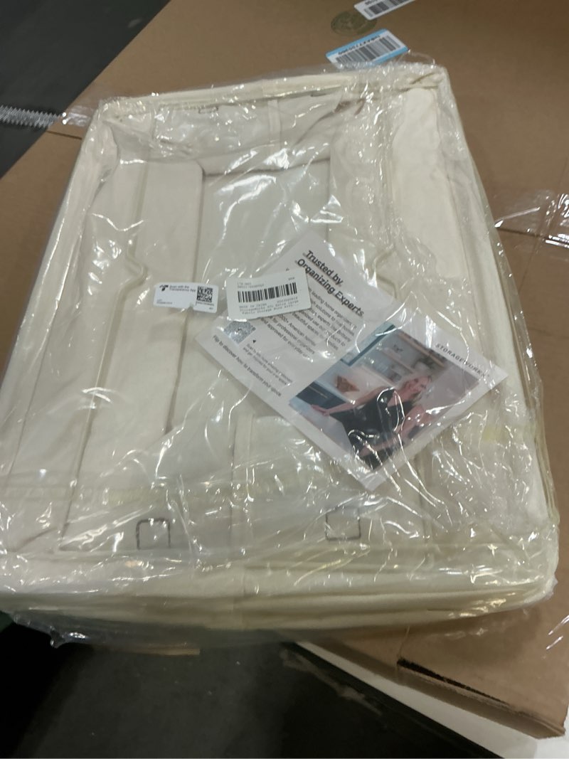 Condition photo showing Good Condition for StorageWorks Fabric Storage Bins, Extra Large Storage Baskets for Shelves, Closet Organizers and Storage Bins with Metal Frame, Handles, Jumbo, Natural Color, 2-Pack Natural Color 19\" L x 13 ¼\" W x 11\" H