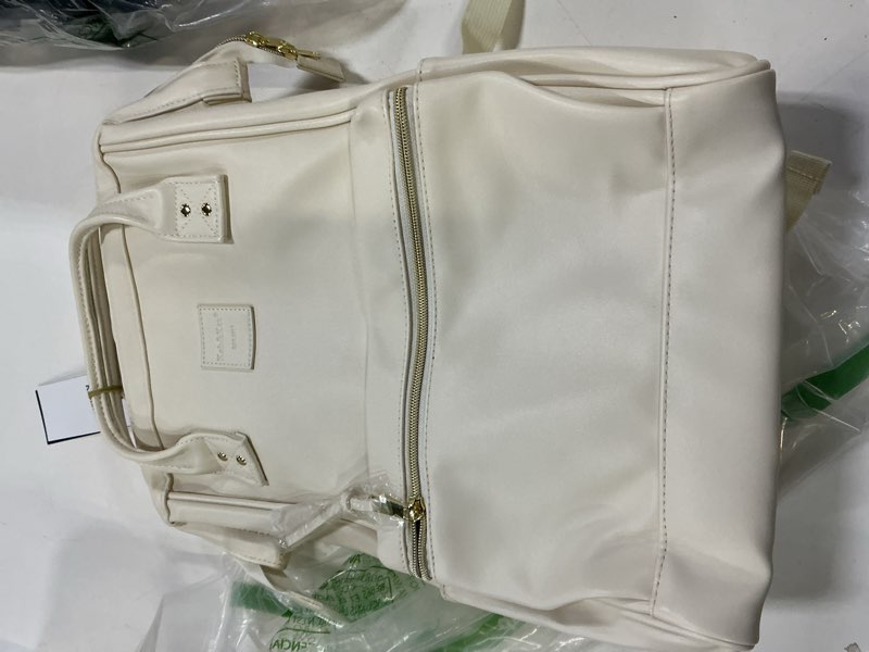 Condition photo showing Good Condition for kah&kee leather laptop backpack for women, 14-15 inch professional work bag, water-resistant vegan leather doctor bag backpack for teacher, nurse & travel, fits macbook air 15 (ivory,medium) medium ivory