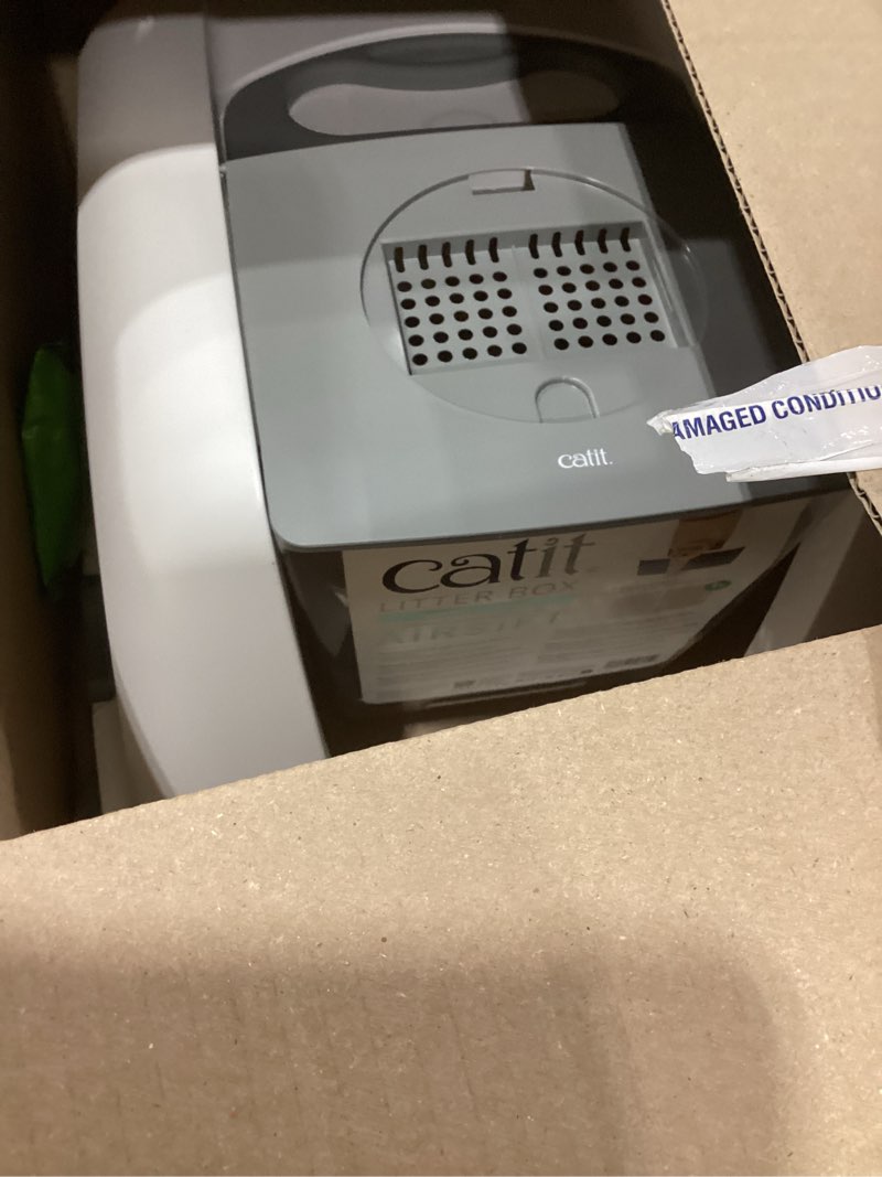 Condition photo showing Good Condition for catit airsift jumbo hooded litter pan, warm gray/white - privacy and easy access for cleaning - ideal for larger or multiple cat households