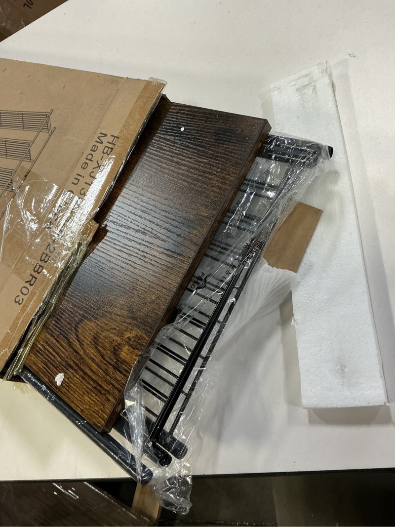 Condition photo showing Good Condition for Yusong Shoe Rack Organizer, 5 Tier Industrial Shoe Storage Shelf, Narrow Sturdy Metal Shoe Shelves for Closet Entryway, Rustic Brown 5 Tier Rustic Brown