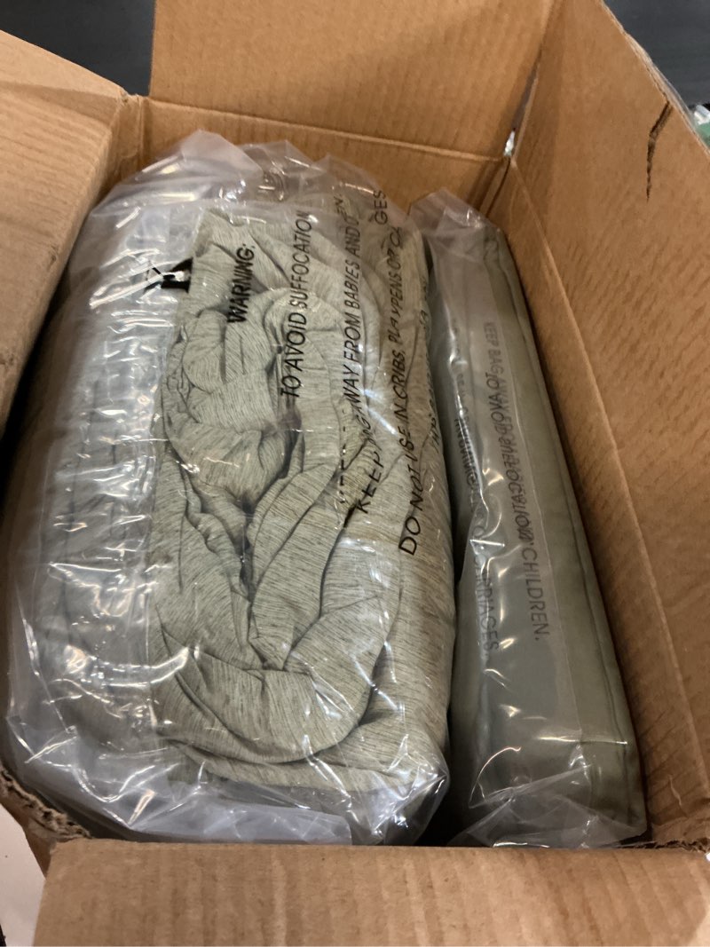 Condition photo showing Good Condition for monbix king size comforter set, sage green king size bed set reversible 7 pieces, cationic dyeing bed in a bag with comforter, sheets, pillowcases & shams sage green 7piece-king(102”x90'')