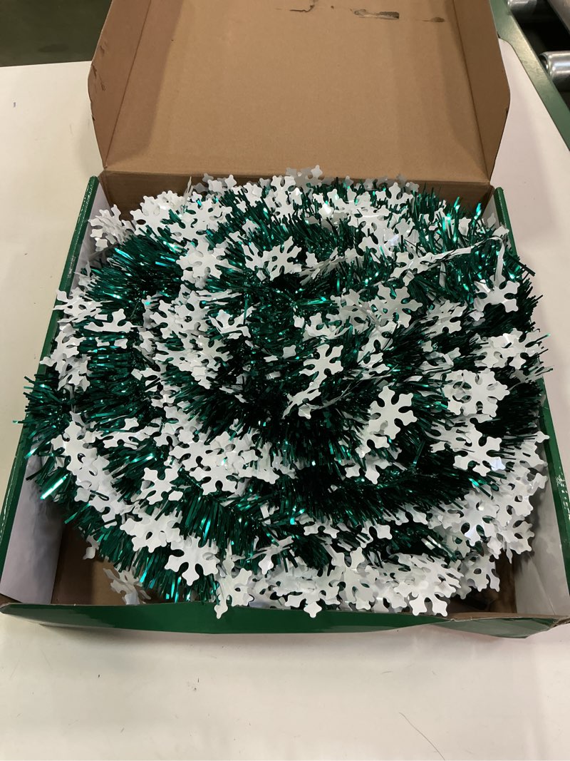 Condition photo showing New/Like New for HMASYO 5 Foot Tinsel Christmas Tree with 50 LED Lights - Collapsible Pop Up Colorful Snowflake Sequin Artificial Christmas Pencil Trees Xmas Decorations for Home Fireplace Party (5 Foot-Peacock Blue)