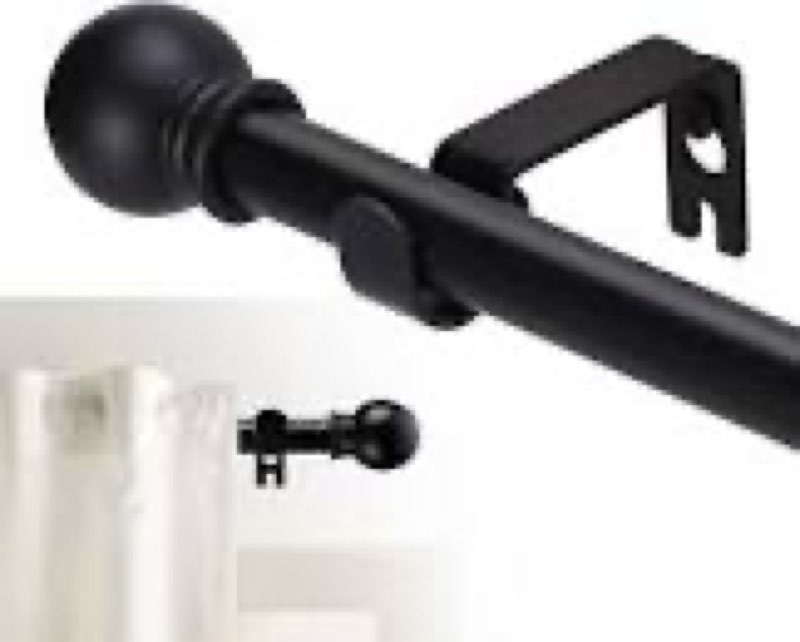 gxoackj 2 pack black curtain rods for windows 28 to 78 inch, 5/8 inch splicing heavy duty metal curtain rod set with brackets 35-77\\\"-2pcs black