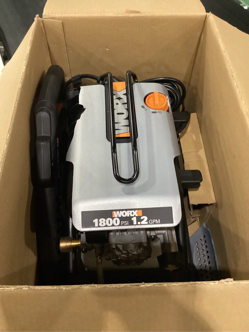 Condition photo showing As Is for not tested***** worx 13 amp electric pressure washer 1800 psi with 3 nozzles - wg605