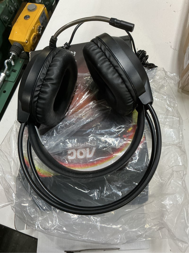 Condition photo showing Good Condition for aoc wired gaming headset with mic, usb gaming headphone with stereo sound for pc/laptop/ps4/ps5, 50mm drivers rgb corded headphones for game/work/music, acg2500