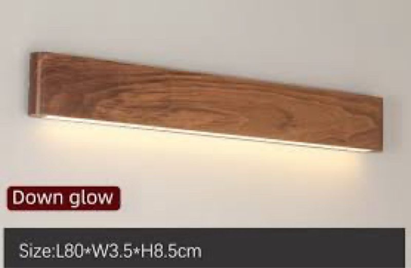 Light Rectangle Cracked Walnut Wood Wall Lamp 10