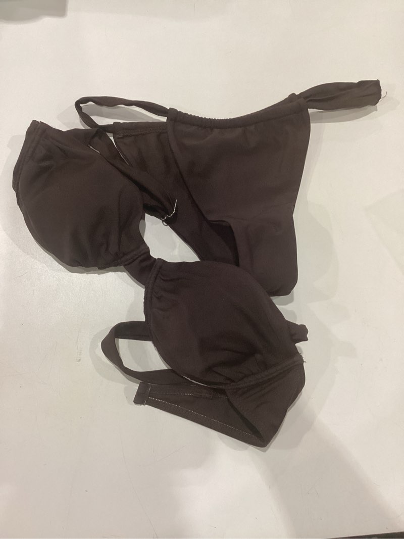 Owl's-Yard Womens 2-Piece Bikini Swimsuits Solid Color Wide Strap Back Hook Ruched Bra High Cut SMALL