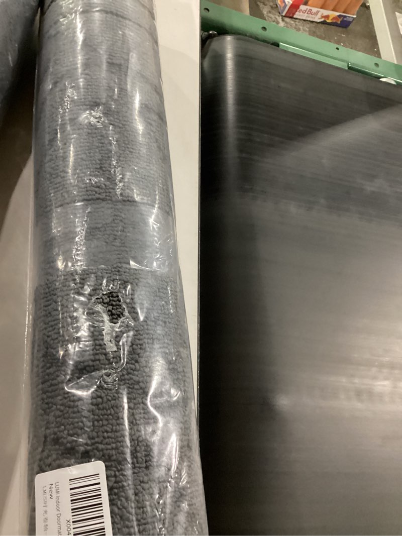 Condition photo showing New/Like New for LUMI Door Mat Indoor Entrance 24"x36", Front Welcome Mat with Non-Slip Rubber Backing, Low Profile Dirt Trapper Inside Doormat for Entrance, Garage, Patio, Grey Geom-grey 24"x36"