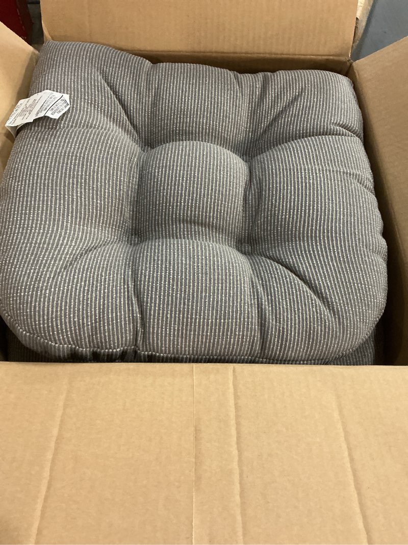 Condition photo showing Good Condition for 18 in jumbo rocking chair cushions with ties,non-slip durable linen pads thick padding and tufted design for living room rocker (dark gray, set of seat & back cushion) set of seat & back cushion dark gray