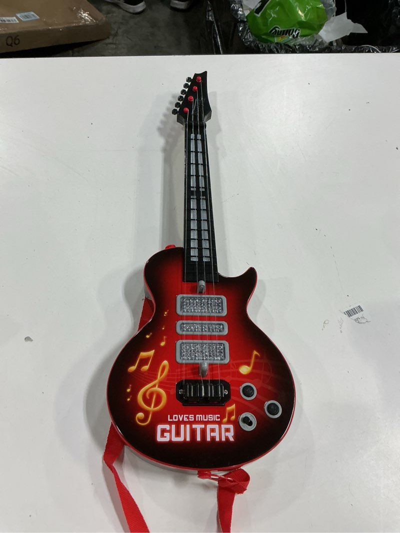 kids guitar toy for 3 year old boy gift 21 inches electric guitars with 4 strings for toddlers light up music toys for boys girls gifts ages 3 4 5 (red)