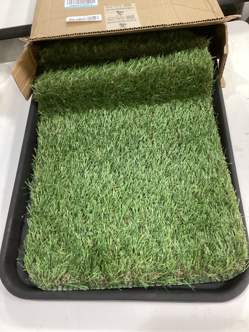 Condition photo showing Good Condition for Ottomanson Artificial Grass Puppy Potty Training Pad with Tray, 15" x 30" Reusable Pee Pad for Small Pets and Dogs A Black Tray/Grass Pet - 15" x 30"