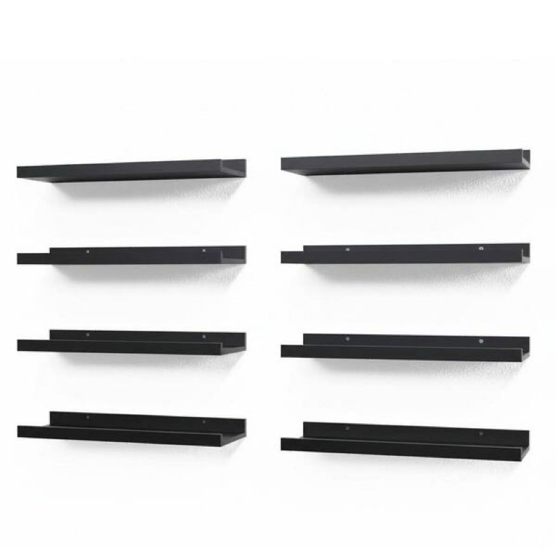   24” black wood floating shelves for wall (set of 8) decorative wall shelf