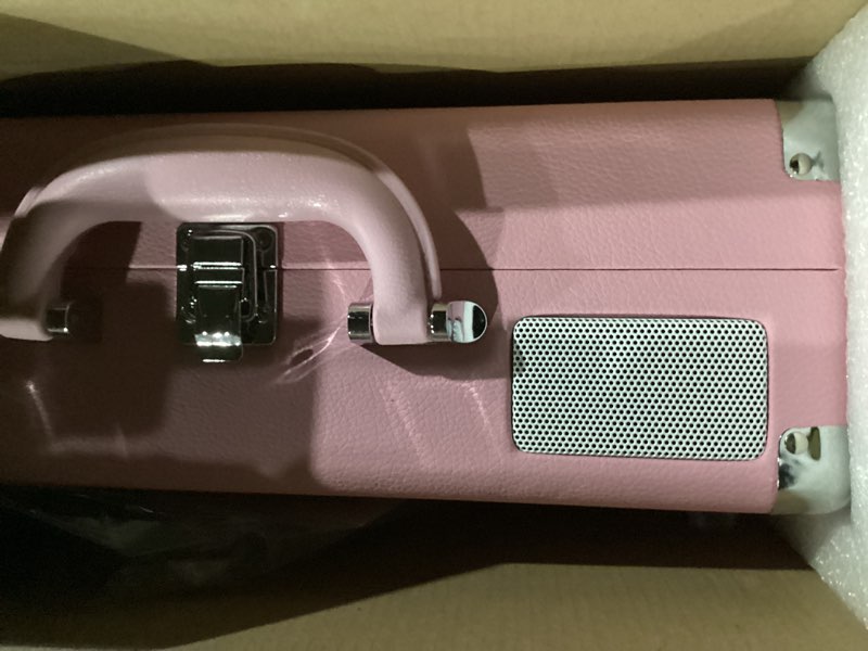 Condition photo showing New/Like New for Vinyl Record Player 3-Speed Bluetooth Suitcase Portable Belt-Driven Record Player with Built-in Speakers RCA Line Out AUX in Headphone Jack Vintage Turntable,Pink