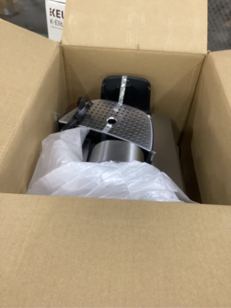 Condition photo showing As Is for keurig k-elite single serve k-cup pod coffee maker, with strength and temperature control, iced coffee capability, 8 to 12oz brew size, programmable, brushed silver