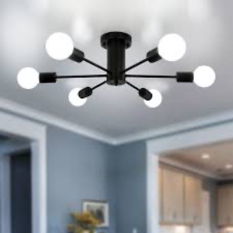 Darshelle 6- Light Semi Flush Mount Chandelier,  Classic Farmhouse Sputnik Chandelier for Dining Room Living Room Bedroom Kitchen