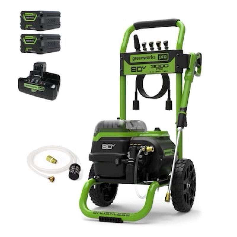 Greenworks Pro 3000-PSI 2-GPM Cold Water Battery Pressure washer with 5 Spray Tips