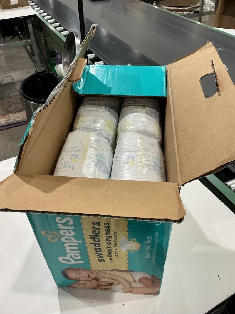 Condition photo showing New/Like New for pampers swaddlers diapers, size 3 (13-26 lbs), 136 count, absorbent, keeps baby dry and comfortable, skin safe disposable baby diaper (packaging may vary) size 3 136