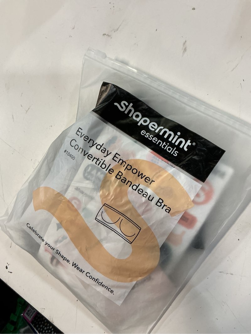 Condition photo showing New/Like New for shapermint strapless bras for women - bandeau bra, small to plus size bras for women, strapless top small: 30c, 32b–c, 34a–b, 36b black