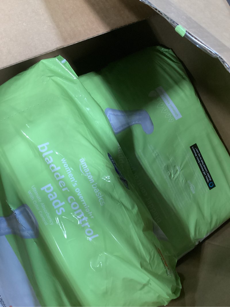 Condition photo showing New/Like New for Amazon Basics Incontinence Pads for Women, Bladder Control, Postpartum, Overnight Absorbency, Unscented, Count Pack of 2
