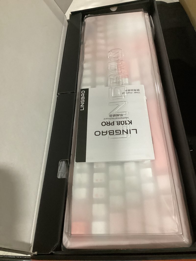 Condition photo showing New/Like New for lingbao k108 pro wireless mechanical keyboard with screen & knob, full size creamy keyboard with number pad, 10000mah battery, pbt keycaps, rgb backlit, hot-swappable pink gaming keyboard for pc/mac white & pink
