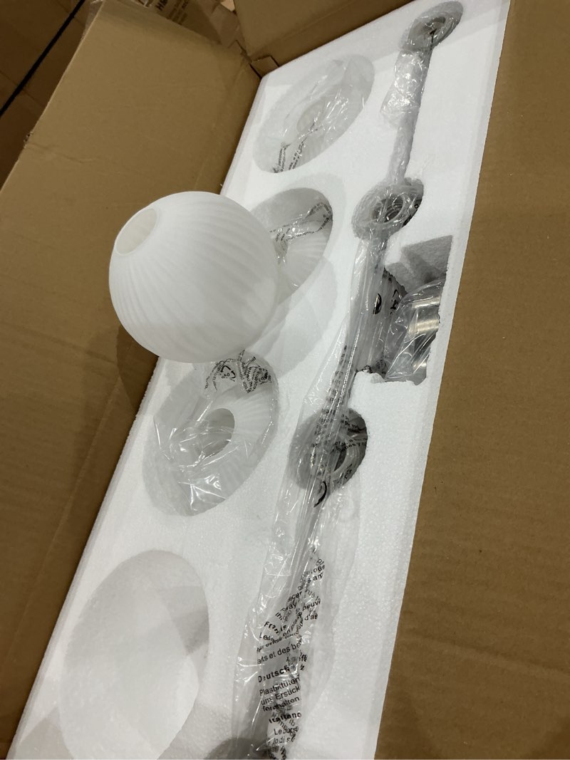 Condition photo showing Good Condition for 4 lights bathroom vanity light fixtures chrome, bathroom lights over mirror, industrial and farmhouse 4 lights wall sconce, polished chrome globe vanity lighting fixtures 4 lights polished chrome