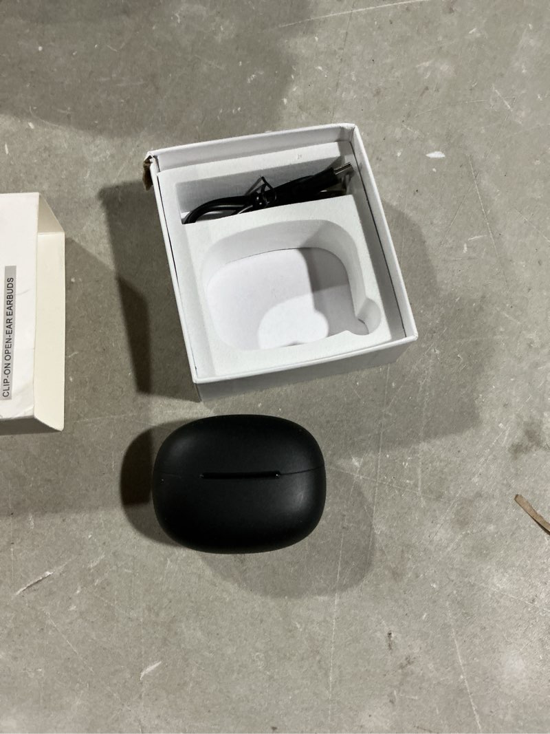 Condition photo showing Good Condition for clip on earbuds open ear wireless bluetooth 5.4 headphones with noise cancelling mic, 48h playtime ear buds,ip68 waterproof, comfortable for small ears (black) standard black